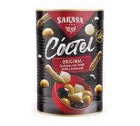 Cóctel Mix de aceituna negra, aceituna verde, cebollita y pepinillo SARASA (PESO NETO 4200g (PESO ESCURRIDO 2500), 1 LATA)