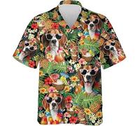 Cóctel Perro 3D Impresa Camisa de Botones Mujer Hombre Camisa Hawaiana Playa Manga Corta Tropical Camisas Aloha