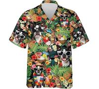 Cóctel Perro 3D Impresa Camisa de Botones Mujer Hombre Camisa Hawaiana Playa Manga Corta Tropical Camisas Aloha