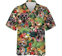 Cóctel Perro 3D Impresa Camisa de Botones Mujer Hombre Camisa Hawaiana Playa Manga Corta Tropical Camisas Aloha