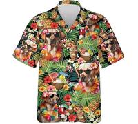 Cóctel Perro 3D Impresa Camisa Hawaiana para Mujer Hombre Cuello Solapa Manga Corta Camisas de Botones Fiesta Camisas Aloha