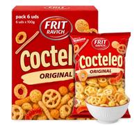Cocteleo Snacks Frit Ravich, Coctel de aperitivos, Con un sabor sabor ligeramente salado, Aptas para vegetarianos, Contiene Gluten y leche, Producto Español, Contiene 6 Bolsas de 100 gr