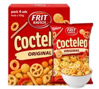 Cocteleo Snacks Frit Ravich, Coctel de aperitivos, Con un sabor sabor ligeramente salado, Aptas para vegetarianos, Contiene Gluten y leche, Producto Español, Contiene 4 Bolsas de 100 gr