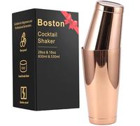 Coctelera Boston de acero inoxidable Pro - 2 piezas sin peso de 18 onzas y peso de 28 onzas Martini Kit de coctelera para camarero - Cobre