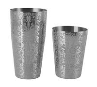 Coctelera de acero inoxidable, coctelera para martini grabada, mezclador japonés-estadounidense estilo Boston con diseño de dos piezas para bar en casa, restaurante y mixólogos, (Sin fondo)