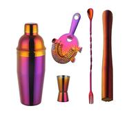 Coctelera de Acero Inoxidable, Set Di Shaker For Cocktail In Acciaio Inossidabile Da 750 Ml, Strumenti Barista, Pestello Moijto,18 Pezzi(Orange)