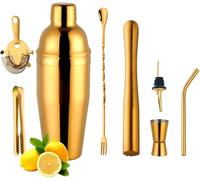 Coctelera de Acero Inoxidable/Vidrio Set Di Shaker For Cocktail In Acciaio Inossidabile Da 750 Ml, Strumenti Barista, Pestello Moijto,18 Pezzi(Gris foncé)