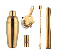 Coctelera de Acero Inoxidable/Vidrio Set Di Shaker For Cocktail In Acciaio Inossidabile Da 750 Ml, Strumenti Barista, Pestello Moijto,18 Pezzi(Lemon yellow)