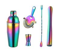 Coctelera de Acero Inoxidable/Vidrio Set Di Shaker For Cocktail In Acciaio Inossidabile Da 750 Ml, Strumenti Barista, Pestello Moijto,18 Pezzi(Bleu)