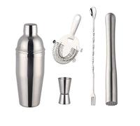 Coctelera de Acero Inoxidable/Vidrio Set Di Shaker For Cocktail In Acciaio Inossidabile Da 750 Ml, Strumenti Barista, Pestello Moijto,18 Pezzi(Gray)