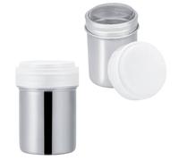 Coctelera de azúcar en polvo, 2 uds., coctelera de canela, tamiz de harina, malla fina de acero inoxidable con tapa para harina de bicarbonato de sodio (304 malla cóncava pequeña)