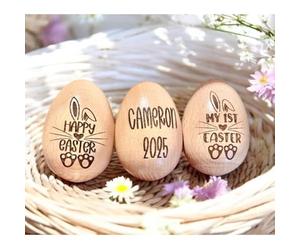 Coctelera de huevos de madera personalizada, huevo de bebé grabado, huevos de Pascua para niños, huevo de madera personalizado, relleno de cesta de Pascua, mi primera Pascua, regalo de recuerdo para