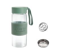 Coctelera de proteínas de cristal, 480 ml, batido de proteínas, con colador y bola de acero inoxidable, batidor de proteínas, vaso, botella de fitness, botella de proteínas, coctelera para proteínas
