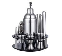Coctelera Kit Kit Coctelería Juego De Barra De Cóctel De Acero Inoxidable De 19 Piezas con Estante De Almacenamiento Giratorio Herramienta De Camarero Cocktail Kit Simple (Color : A, Size : 750ml)