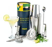 Coctelera Profesional Boston Shaker Set, Kit Cocteleria Boston Tin con Accesorios Cocktail Acero Inoxidable para Cóctel Mojito en Caja Personalizable, Regalo Hombre o Mujer Original