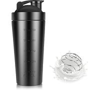 Coctelera Proteinas en Acero Inoxidable con Esfera Mezcladora. Bote Mezclador 750 ml con Esfera Mezcladora en Acero Inoxidable y Filtro Coctelera para Proteinas. Shake Blender…