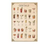 Cócteles clásicos, carnicería, letreros metálicos, cortes de carne y métodos de cocción recomendados, carteles, decoración de pared para granja, hogar, cocina, restaurante, guía de cocina, placa decor