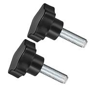 CoCud 2Uds Estrella Bridas Perillas M12 X 40 mm Rosca Macho 47 mm | Cabeza Plástico Tornillo Pulgar Agarre Mano Perillas Tornillo Roscado Negro, para Maquinaria Torno