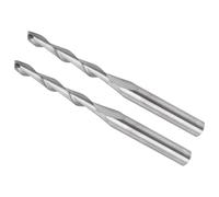 CoCud Fresas de Extremo en Espiral, Vástago de 1/8" 2mm x 17mm Carburo de Tungsteno de 2 Flautas para Fresadoras CNC - (Aplicaciones: para Contrachapado Madera), 2 Pcs
