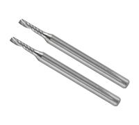 CoCud Fresas de Extremo en Espiral, Vástago de 1/8" 2mm x 8mm Carburo Sólido de 1 Flauta para Fresadoras CNC - (Aplicaciones: para Contrachapado Madera Plástico), 2 Piezas