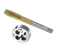 CoCud Juego Métrico Machos y Terrajas M8 X 1.25 Rosca Recubierto Titanio Macho Roscar en Espiral Punto y Terraja Redonda Kit Herramientas Roscado para Reparación Roscas 1Ud