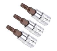 CoCud Llave de Vaso Torx Punta Métrica T20 de 1/4" de Unidad Y 1.5" de Longitud Acero de Aleación S2 Tratado Térmicamente Cr-V - (Aplicaciones: para Sujetadores) 3 Piezas