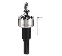 CoCud Sierra Perforadora 22mm, 4241 HSS Sierra Taladro con Llave Hexagonal, Punta Guía y Resorte para Taladrar Agujeros, para Metal, Madera, Plástico y Tableros de Pvc, Plateado