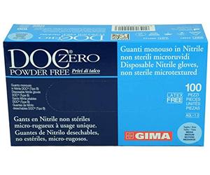 COD GIMA DOT DO CERO NITRILE POLVO Guante libre con caja dispensadora, azul, mediano, paquete de 100