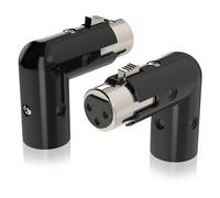 Coda Adaptador XLR en ángulo Recto (Paquete de 2) - Conector XLR Macho a Hembra Ajustable de 90 Grados, Ajuste Universal Duradero de 3 Pines, configuración Plug and Play para músicos e Ingenieros de