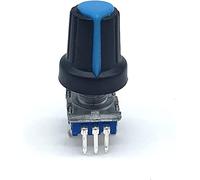 Codador rotativo 5Sets/Lote Switch de código codificador EC11 Audio digital con interruptor botón Push Longitud la manija 5pin 15 mm perilla(With Blue Knob)