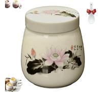 Coddled Egg Cups, Coddle Egg Coddler Cups with Lids, 220ml Vintage Ceramic Coddler Set with Screw-On Lid & Silicone Clip, Retro Chawanmushi Dish for Breakfast or Desserts (J)