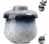 Coddled Egg Cups, Vintage Ceramic Porcelain Egg Coddlers Set, Soft Boiled Egg Cooker and Steamed Egg Dish, Single or Double Egg Breakfast Cups (Dark Blue)