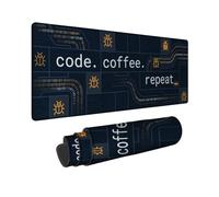 Code - Alfombrilla de mouse grande, diseño moderno de café, no se repite azul marino, de goma, antideslizante, para escritorio, oficina, hogar, dormitorio, laptop, 12 x 32 pulgadas