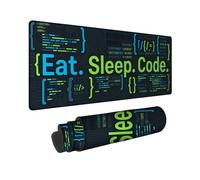 Code - Alfombrilla de mouse grande, Tech Modern Eat Sleep None, goma verde, lavable, alfombrilla de mouse de mesa extendida, accesorios para oficina, hogar, computadora, laptop, 12 x 32 pulgadas
