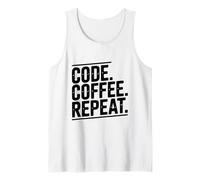 Code Coffee Repeat Programador Vida Divertido Camiseta sin Mangas