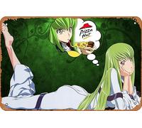 Code Geass, C C (Code Geass) - Póster de anime para decoración de pared del hogar, letrero de metal retro, 20 x 30 cm