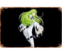 Code Geass, C C - Póster de anime para decoración de pared del hogar, letrero de metal retro, 20 x 30 cm