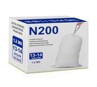 Code N 200 bolsas de basura con cordón compatibles con Simplehuman Code N | 1.2 mil | Bolsas de basura blancas de 11.9 a 13.2 galones/45 a 50 litros
