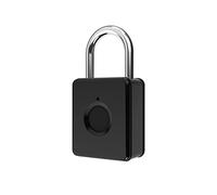 Code Padlock, Cerradura inteligente sin llave, candado de huella dactilar recargable por USB, candado de metal biométrico sin llave, candado inteligente con huella dactilar, candados (A)(Black)