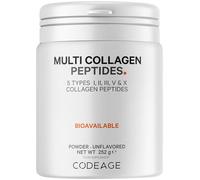 Codeage Péptidos Multicolágenos Proteicos En Polvo, Hidrolizados, Tipo I, Ii, Iii, V, X, X, Suplemento De Colágeno De Superhuesos Todo En Uno, Sin Ogm, 252 Gramos