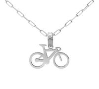 CODEONE Colgante Bicicleta Silver con Anilla Plateada | Acero Inoxidable en Color Plateado | Diseño Artesanal Deportivo | Colgante Ciclismo | Estuche de Regalo
