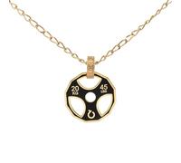 CODEONE Colgante Disco Olímpico 45 LBS Cadena de Forzada 60cm | Acero Inoxidable en Color Dorado | Diseño Artesanal Deportivo | Colgante pesas Gimnasio | Estuche de Regalo