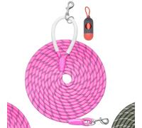 Codepets Correa de entrenamiento de nailon resistente para perros de 20 pies x 1/2 pulgadas, color rosa con cómodo mango de silicona, altamente reflectante, sin enredos, para perros medianos y