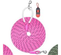 Codepets Correa de nailon resistente para perro de 10 pies x 1/2 pulgadas, color rosa con cómodo mango de silicona, altamente reflectante, sin enredos, para perros medianos y grandes al aire libre,
