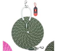 Codepets Correa de nailon resistente para perro de 20 pies x 1/2 pulgadas, color verde con cómodo mango de silicona, altamente reflectante, sin enredos, para perros medianos y grandes al aire libre,