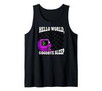 Coder Hello World Goodbye Sleep Computer Science Retro Camiseta sin Mangas