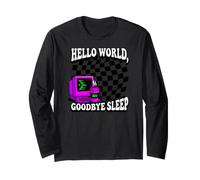 Coder Hello World Goodbye Sleep Computer Science Retro Manga Larga