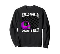 Coder Hello World Goodbye Sleep Computer Science Retro Sudadera