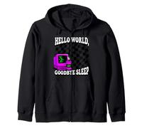 Coder Hello World Goodbye Sleep Computer Science Retro Sudadera con Capucha