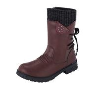 Codgirl para Mujeres Botas de Invierno de Techo bajo de tacón Boots Laterales Boties Western Warm Non Slip Outdoor Cowboy